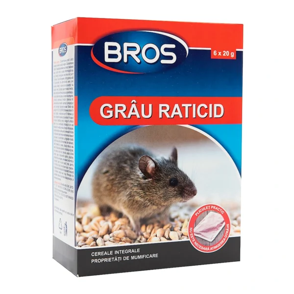Grâu raticid pentru șoareci și șobolani 120g - BROS