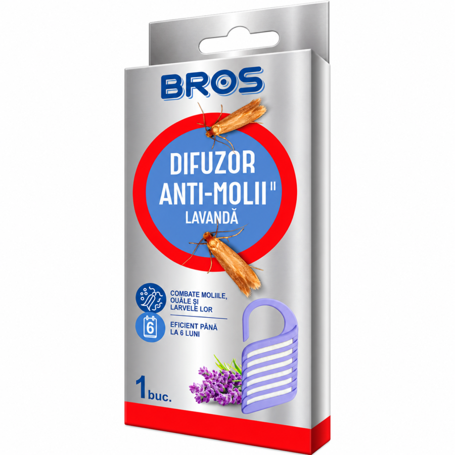 Difuzor anti-molii cu agătătoare parfum lavandă -BROS